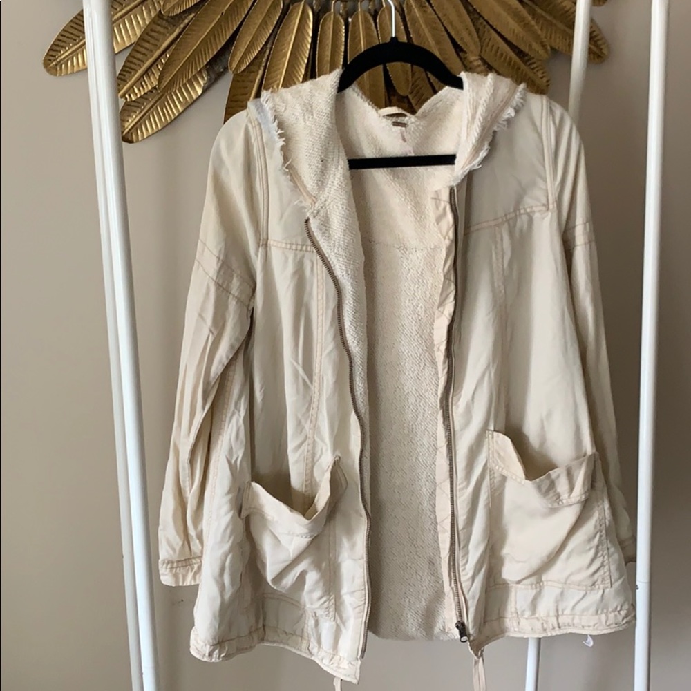 Cozy tan Free People jacket with hood